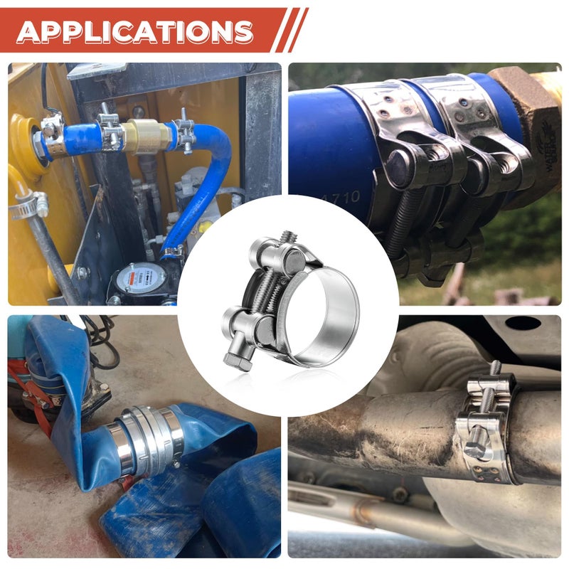 AKIHISA T-Bolt Hose Clamp,20-22mm OD Range 304 Stainless Steel Pipe Strap Clamp, Adjustable Heavy Duty Tube Clamp (4Pack, 0.79" to 0.87") - Image 5